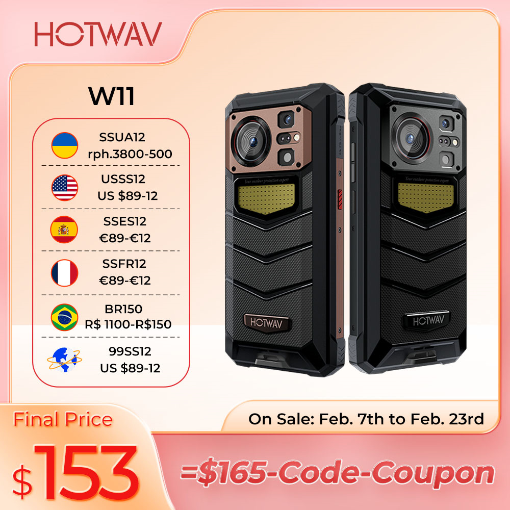 새로운 HOTWAV W11 견고한 스마트폰 6.6인치 FHD+ 24MP 나이트 비전 6GB+256GB 20800mAh 280LM 손전등 33W 고속 충전 핸드폰 내돈내산 리뷰