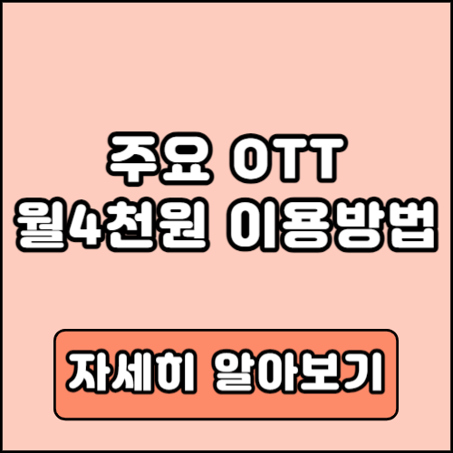 OTT 최저가 이용방법 넷플릭스 디즈니플러스 유튜브프리미엄